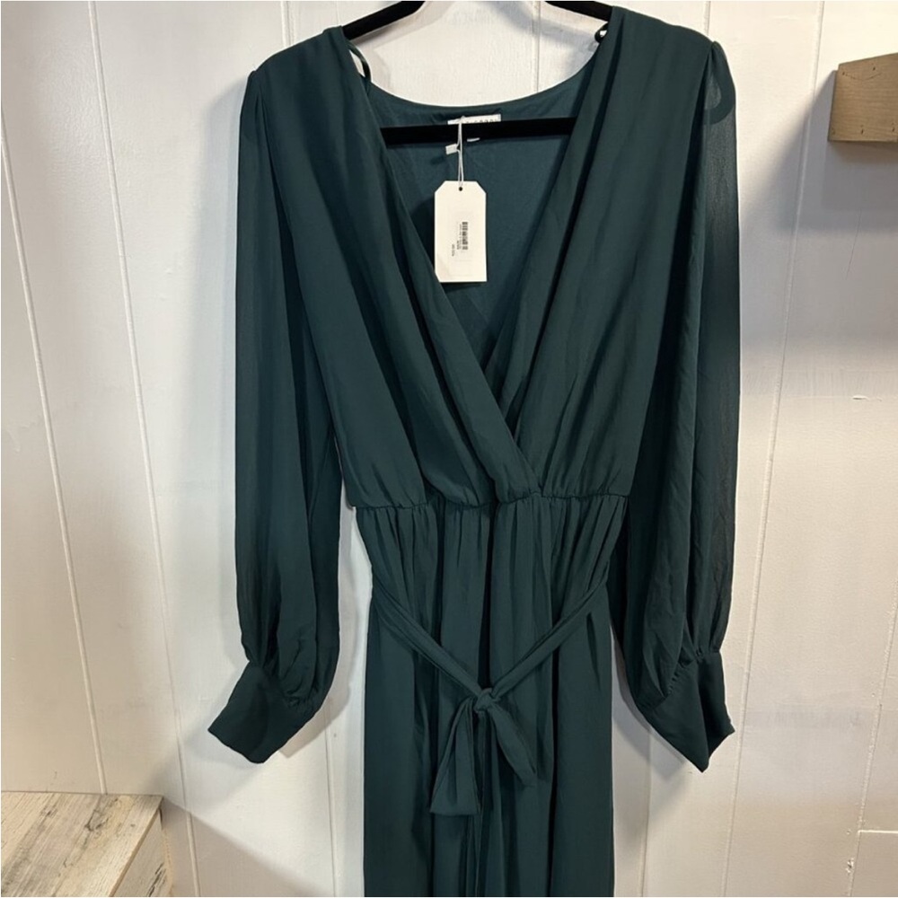 Women's Dark Teal Long Sleeve Wrap Dress